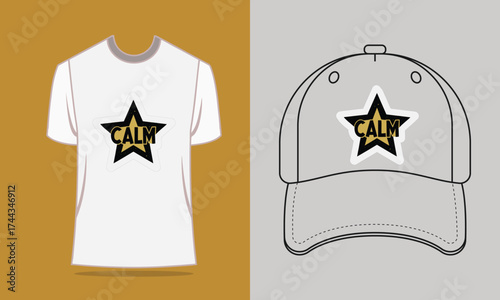T shirt baseball cap with calm star graphic clothing apparel