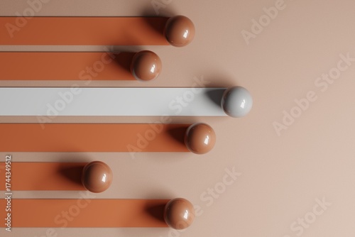 Glossy Balls on Striped Surface with One White Ball Breaking Pattern
