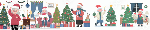 vector of a grandma celebrating Christmas
