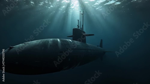 Wallpaper Mural Mysterious Submarine Beneath the Waves: Stunning Underwater View Torontodigital.ca