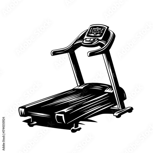 Treadmill silhouette — fitness gym running machine equipment vector illustration