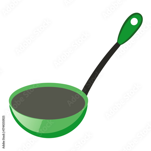 Green and black spoon vector on white background.