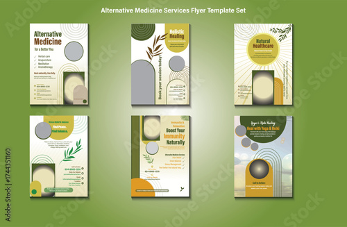 Creative flyer template for alternative medicine services, featuring natural therapy design, holistic wellness promotion, herbal care, acupuncture, and health consultation with editable layout.
