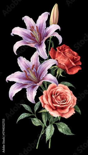 A detailed botanical watercolor illustration

