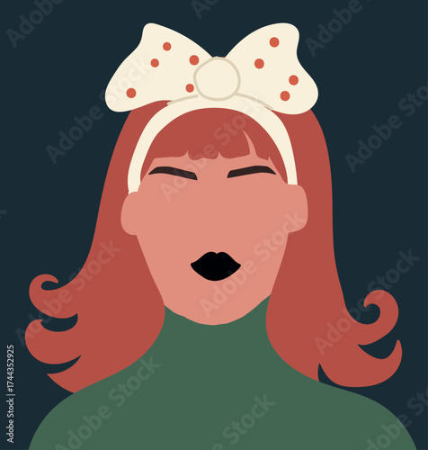 Young female character, user profile. Hand darwn vector illustration.