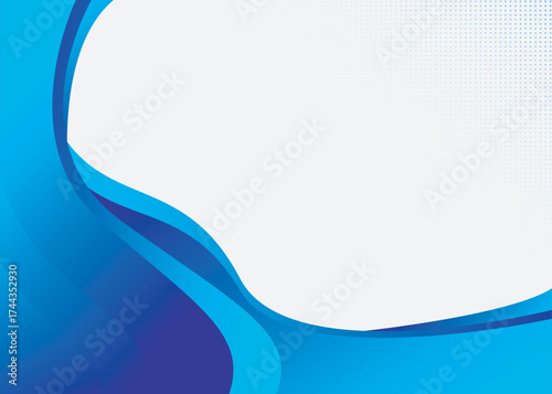 Abstract blue gradient background with white space or vector backdrop wallpaper for desktop screen and colorful wave shape