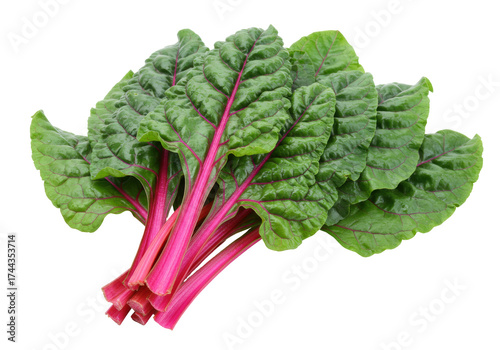 Fotografija Fresh red chard leaves isolated on transparent background, vibrant leafy greens