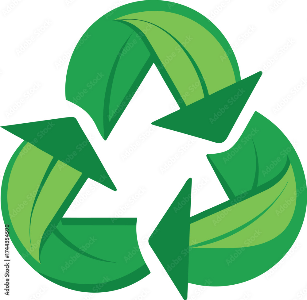 Obraz premium Green recycle symbol on transparent background