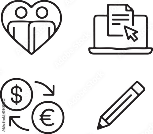 Set of business and relationship vector icons in modern style