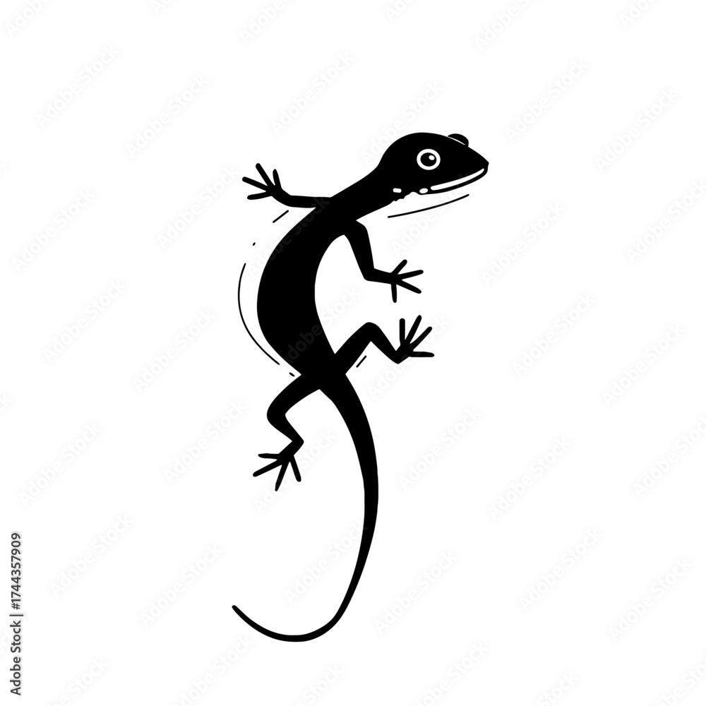 Naklejka premium Skink. Skink simple black and white line art vector logo