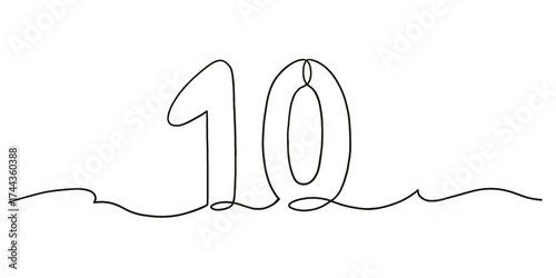 Minimalist one line number 10 drawing