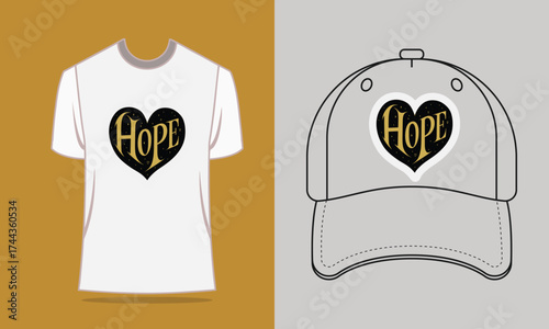 T Shirt Baseball Cap with Hope Heart Graphic t-shirt
