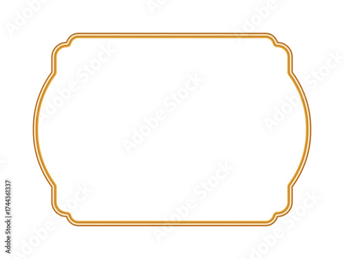 3d shiny golden frame, ornamental border. Realistic luxury oriental window, stamp, arabesque frame, magic portal, seal. Indian decorative element. Vector illustration for certificate, stamp, vignette