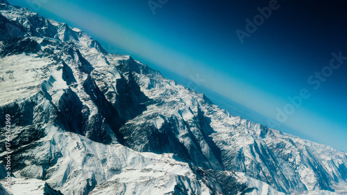 Half-and-Half Composition of Vast Andes Mountains and Clear Blue Sky Creating Natural Symmetrical Divide