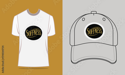T shirt baseball cap with oval softness logo t-shirt