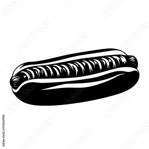Hot dog silhouette — classic sausage in bun fast‑food snack icon vector illustration
