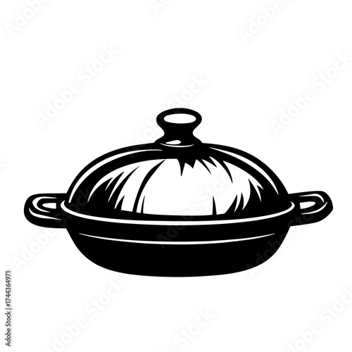 Casserole dish silhouette — lidded Dutch oven pot cookware vector illustration