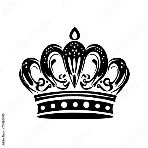 Royal crown silhouette — decorative regal emblem for king or queen, monarchy vector illustration