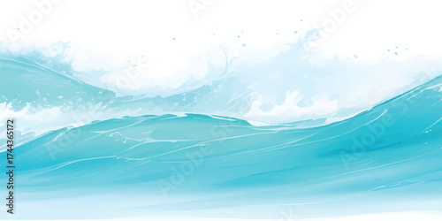Blue sea waves reflecting the summer sunlight under a cloudy sky create an abstract ocean landscape