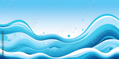 Abstract flowing blue wave vector illustration for a modern liquid water background design