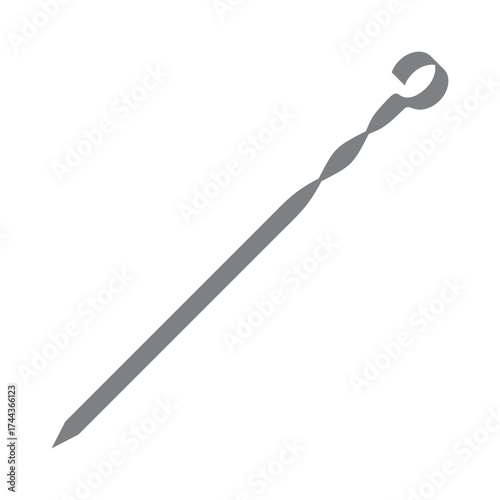 Skewer icon. A tool for making shashlik. A metal rod with a pointed end. Used for grilling meat, fish, or vegetables over an open fire (grill or campfire).