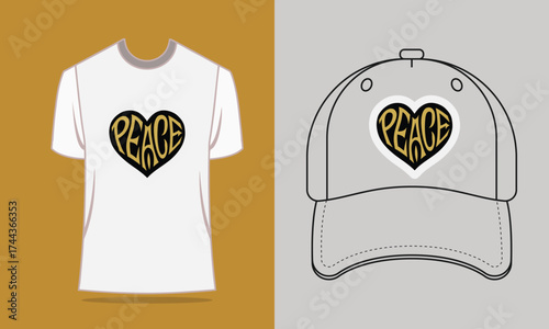 T shirt baseball cap with peace heart graphic clothing apparel
