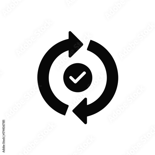 Process completed with refresh cycle indicator representing update and circular flow for business