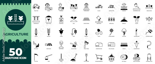 Agriculture Duotone Editable Icons set. Vector illustration in modern thin duotone style of Agriculture icons: agriculture, farming, agronomy etc