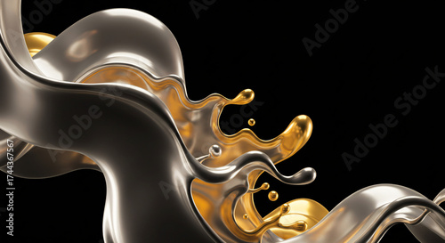 Futuristic Liquid Flow: Luxurious metallic waves in a sleek design