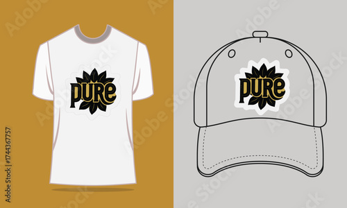 T shirt baseball cap with pure logo clothing apparel