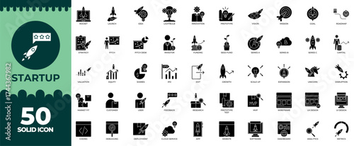 Startup Solid Editable Icons set. Vector illustration in modern thin solid style of startup icons: startup, innovation, business etc