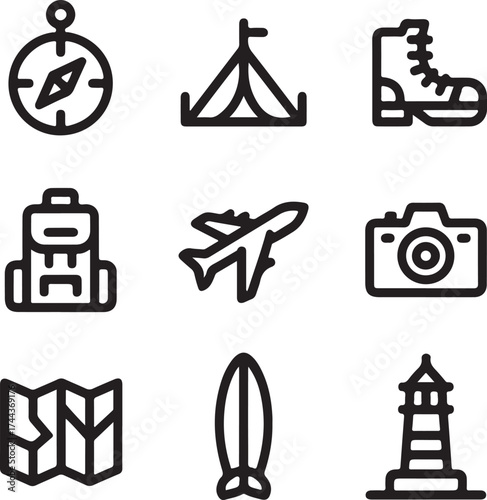Outdoor Adventure and Travel Icons