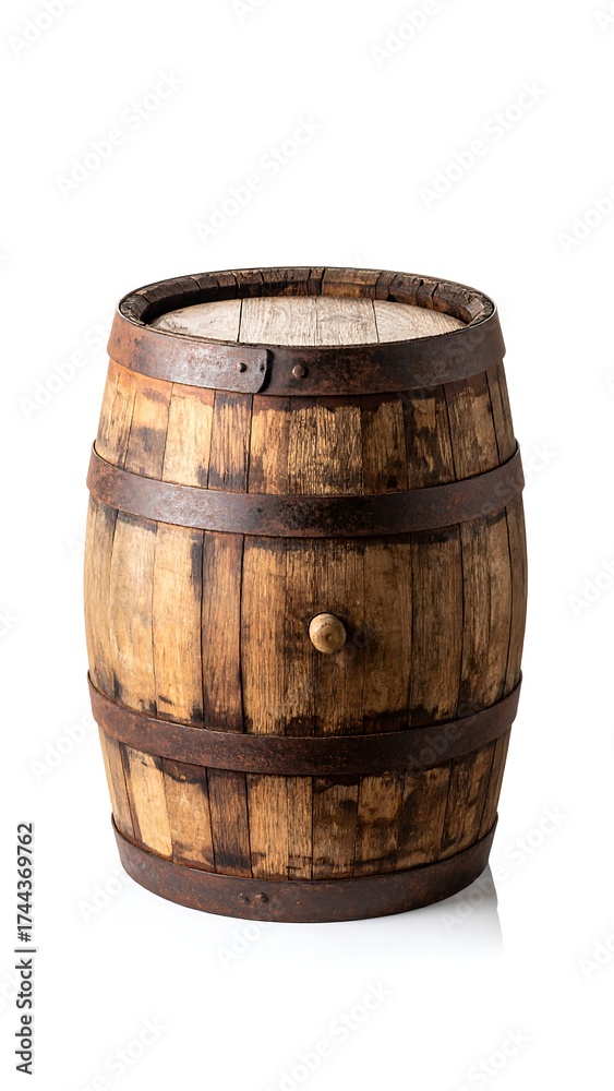 Fototapeta premium Aged wooden barrel, isolated