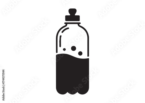 Half-full water bottle icon, Half-full water bottle vector