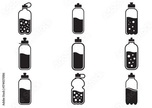 Half-full water bottle icon, Half-full water bottle vector