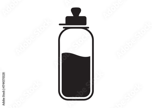 Half-full water bottle icon, Half-full water bottle vector