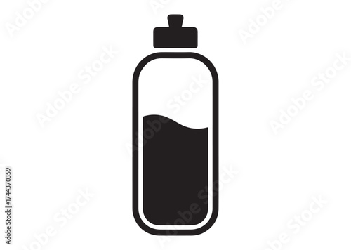 Half-full water bottle icon, Half-full water bottle vector