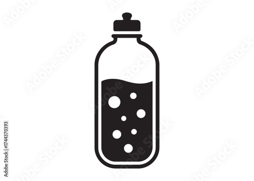Half-full water bottle icon, Half-full water bottle vector