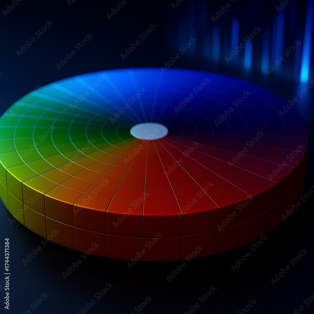 Obraz premium 3D color wheel glowing against dark background