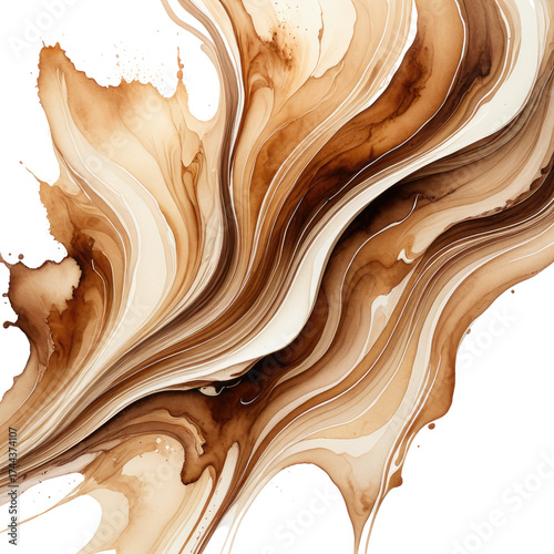 Swirling abstract composition in creamy, brown, and tan hues