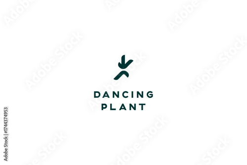 Template logo design solution with dancing plant image