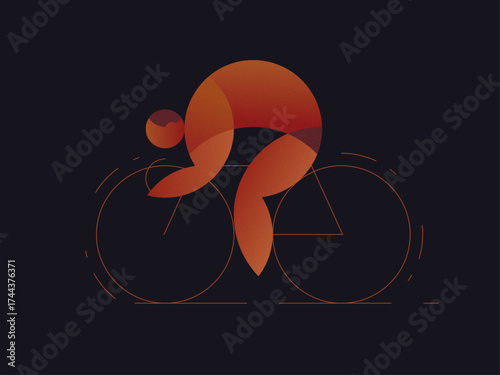 Abstract Cyclist Illustration – Modern Sports Vector Design
