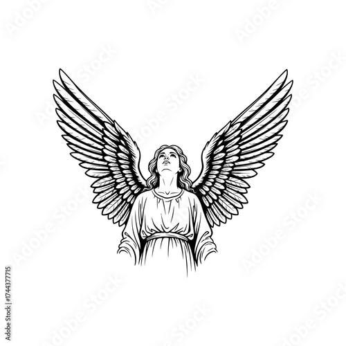 Angel with wings icon flat vector design.