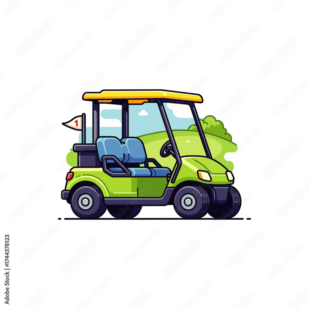 Obraz premium Golf Cart icon flat vector design.