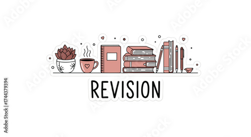 Ready to Revise with Aesthetic Study Essentials Featuring Books, Coffee, and a Cute Succulent for Motivation on Your Learning Journey