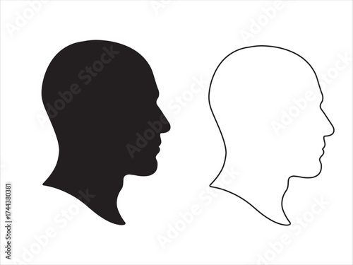 Clean vector silhouette of a bald headed person ideal for graphic design and illustration projects