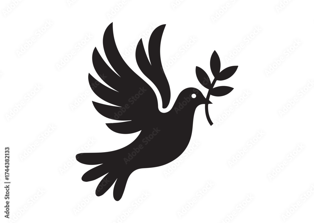 Obraz premium Dove of peace icon, Dove of peace solid vector design