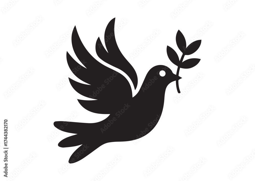 Naklejka premium Dove of peace icon, Dove of peace solid vector design