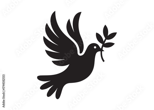 Dove of peace icon, Dove of peace solid vector design