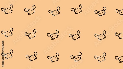 Looping pattern animal crab on pastel green, perfect for background designs, textiles, stationary, and digital wallpapers with an animal theme
